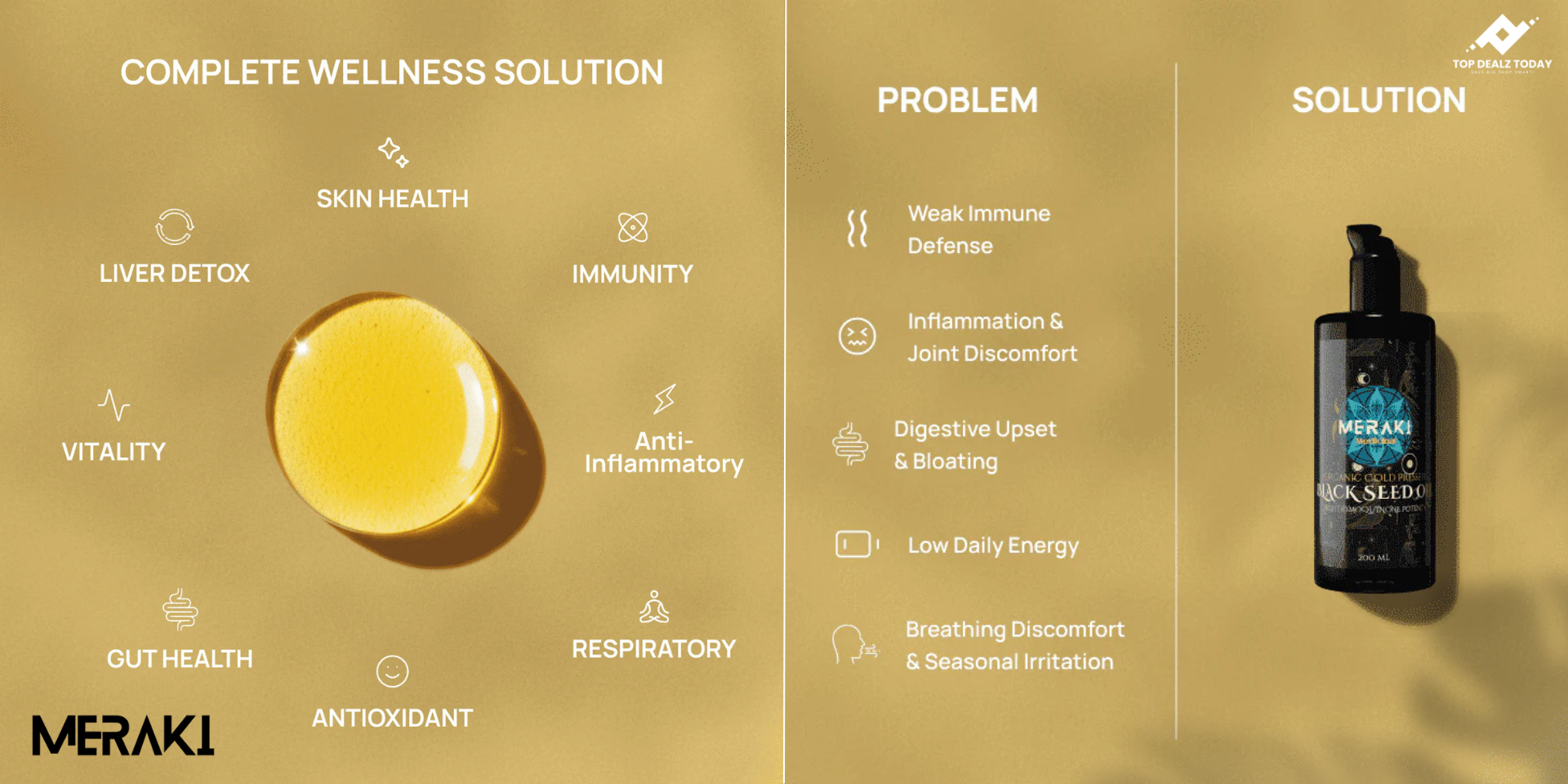 Meraki Organic Cold Pressed Black Seed Oil - Complete Wellness Solution for Immunity, Gut Health, and Skin